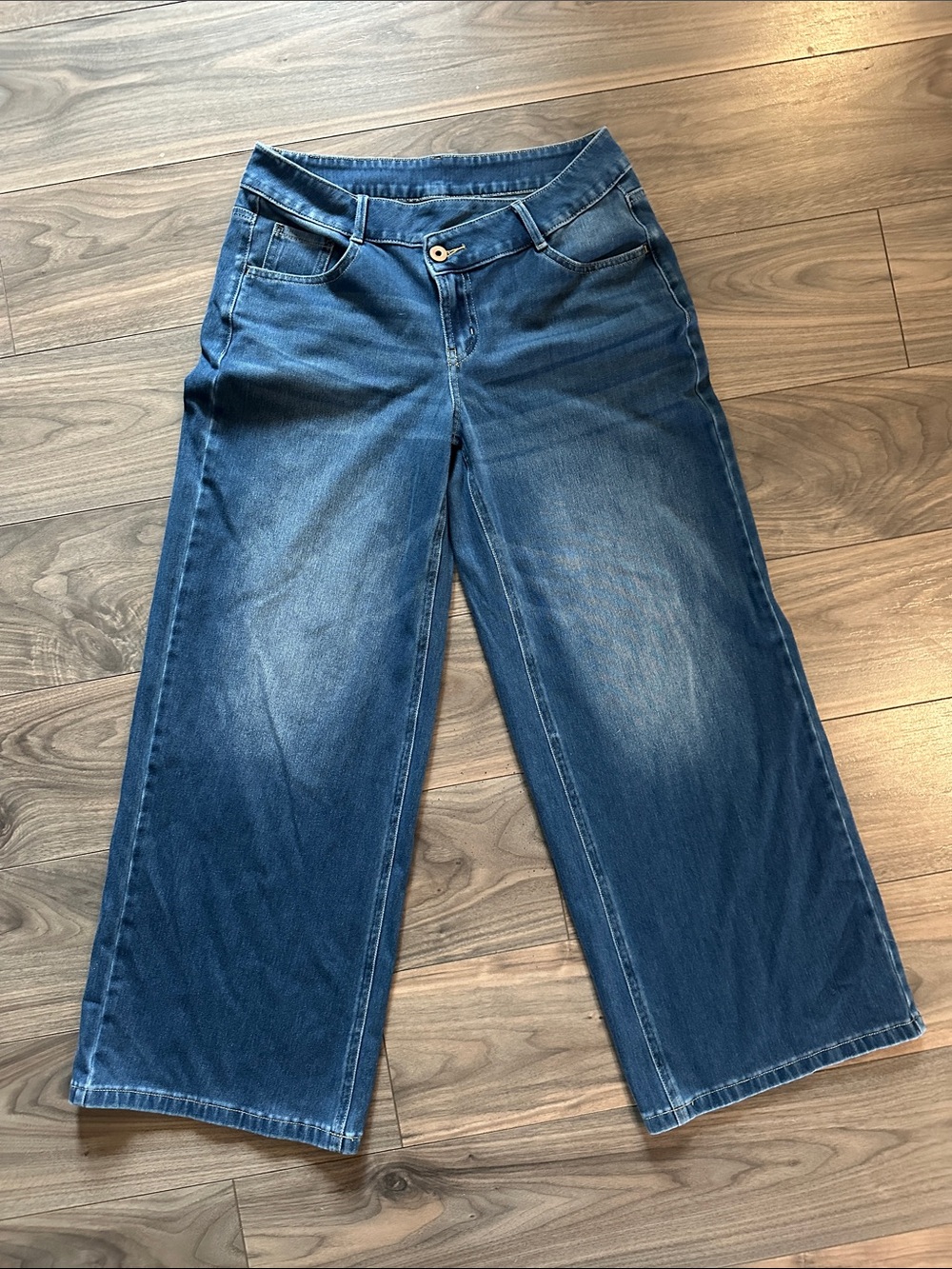 Halara Flex™ Asymmetric Low Rise Zipper Pockets Baggy Wide Leg Washed Casual
